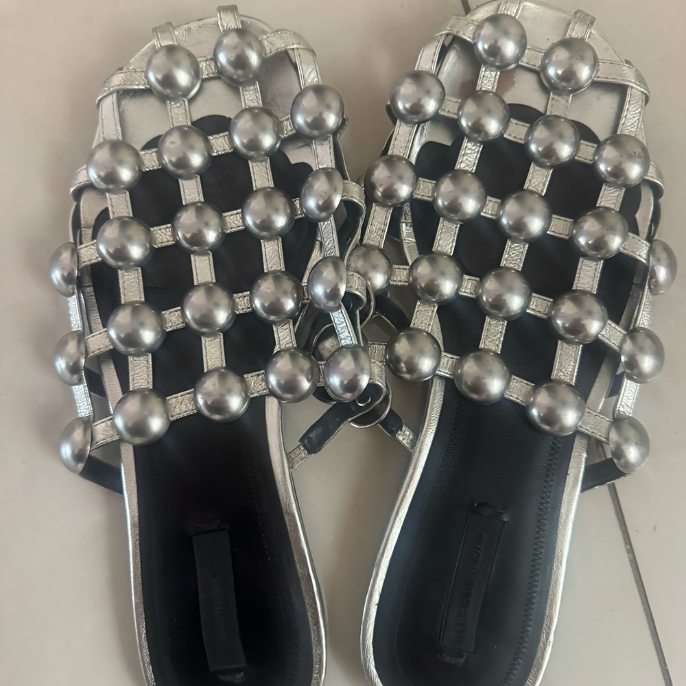 Alexander Wang Silver Studded Amelia Mule